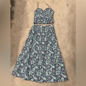 Hyacinth house Multi blue leafy floral Dylan bustier top and Devon maxi skirt